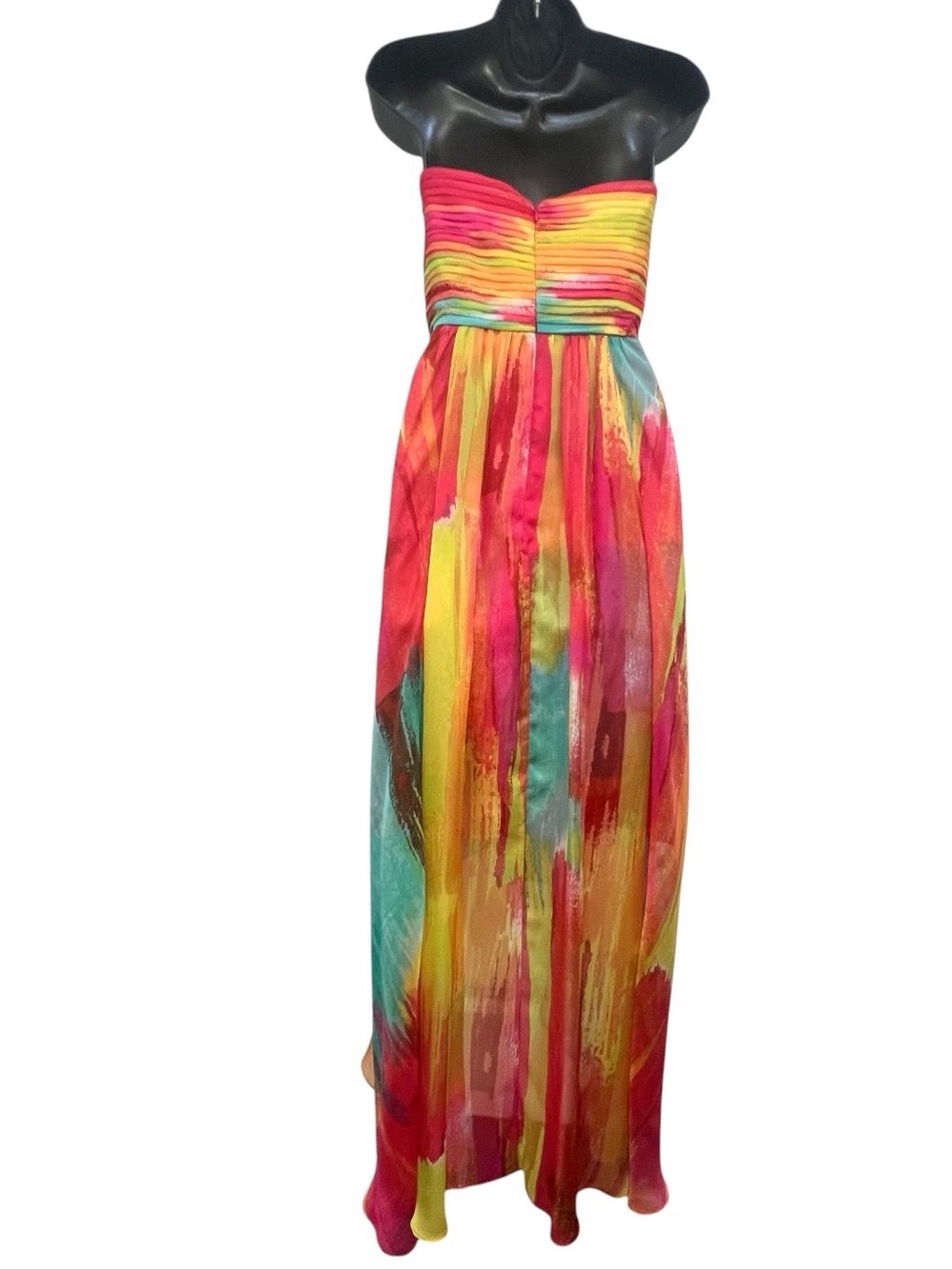Laundry by Shelli Segal Watercolor Strapless Maxi Dress Size 10 - Picture 7 of 15